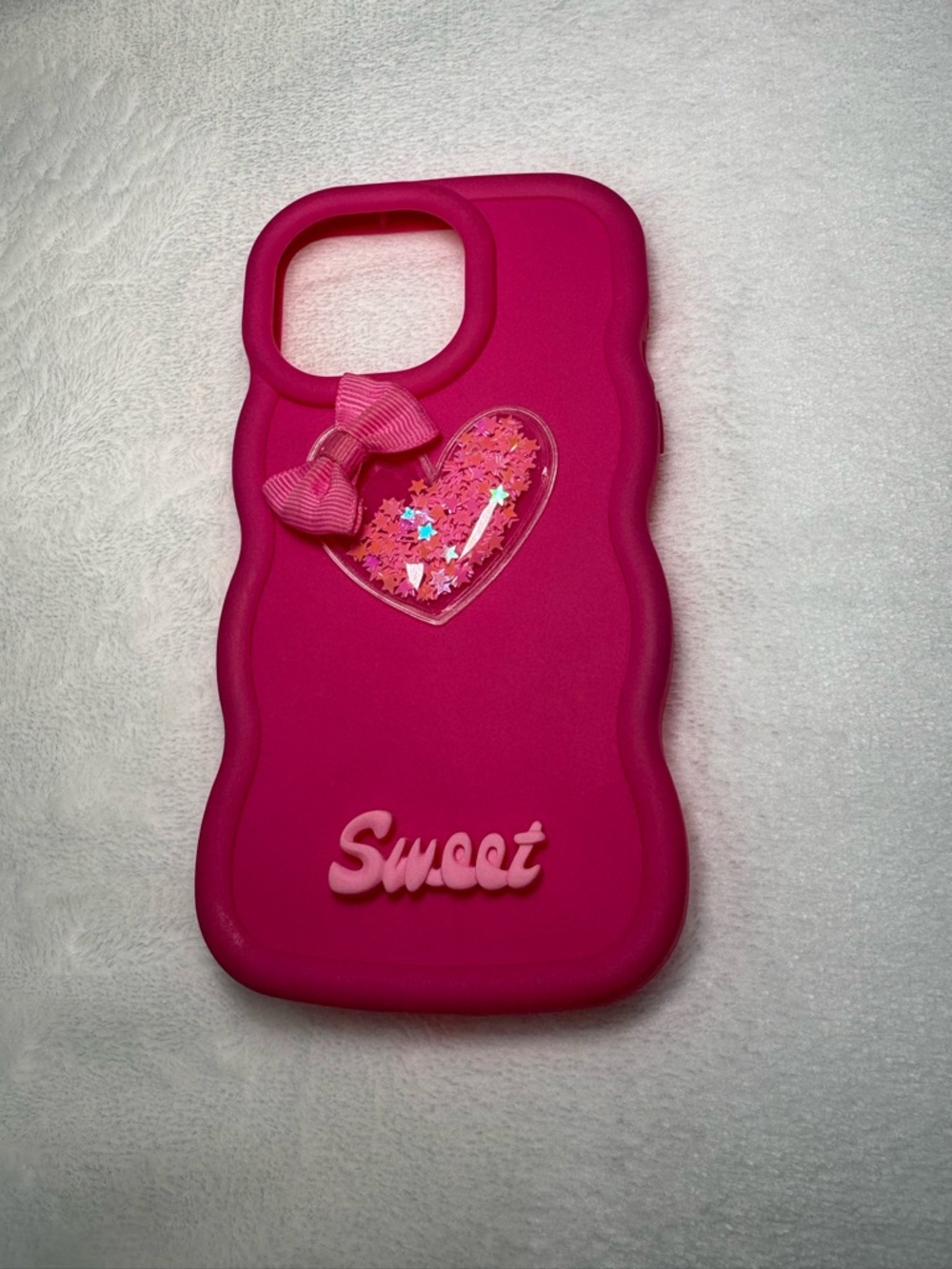 Sweet Heart Glitter Bow Hot Pink Phone Case